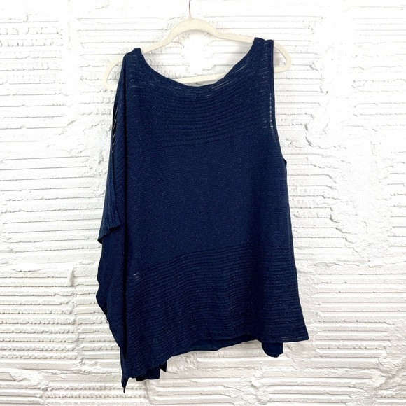 White House Black Market Asymmetric Drape Sleeve Shimmer Sweater Size M - Picture 11 of 16